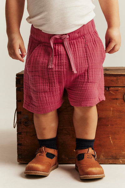 Baby red muslin shorts