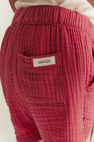 Baby red muslin shorts