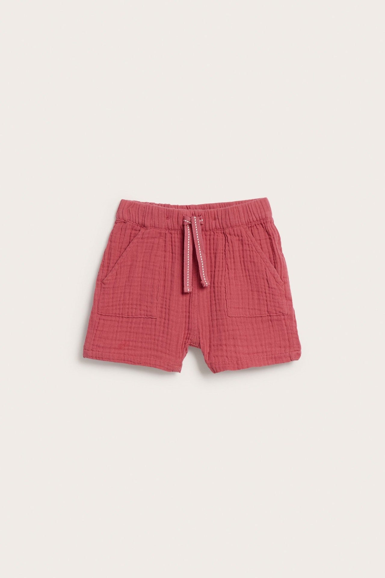 Baby red muslin shorts