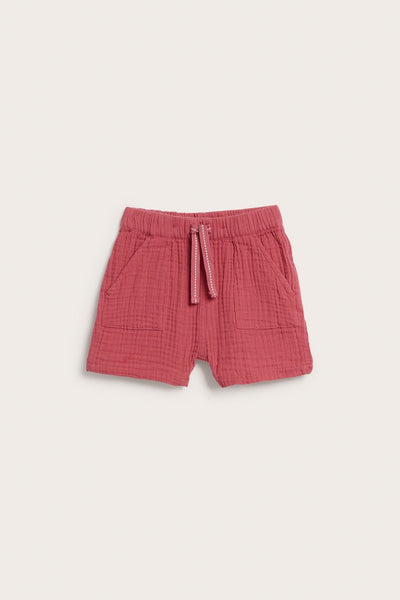 Baby red muslin shorts