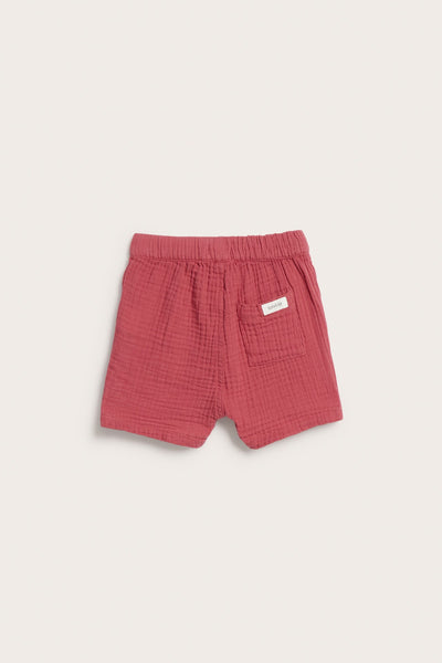 Baby red muslin shorts