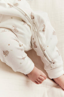 Baby white sleepsuit with bunny print