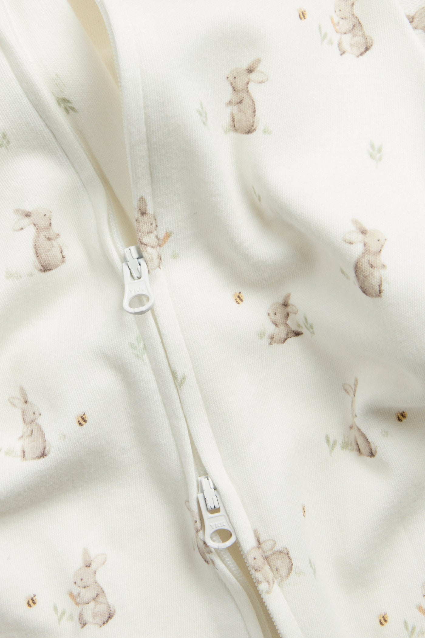 Baby white sleepsuit with bunny print