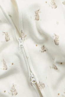Baby white sleepsuit with bunny print