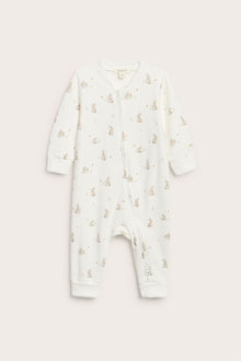 Baby white sleepsuit with bunny print