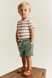 Baby green slub tricot shorts