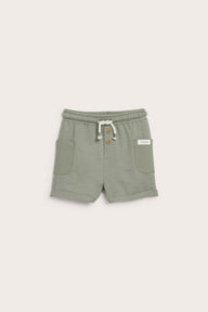 Baby green slub tricot shorts