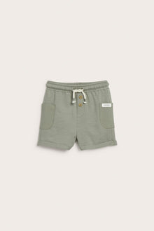 Baby green slub tricot shorts