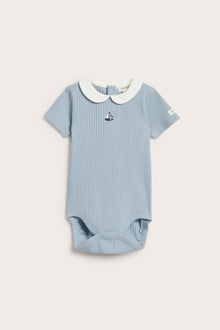 Baby blue bodysuit with sailboat