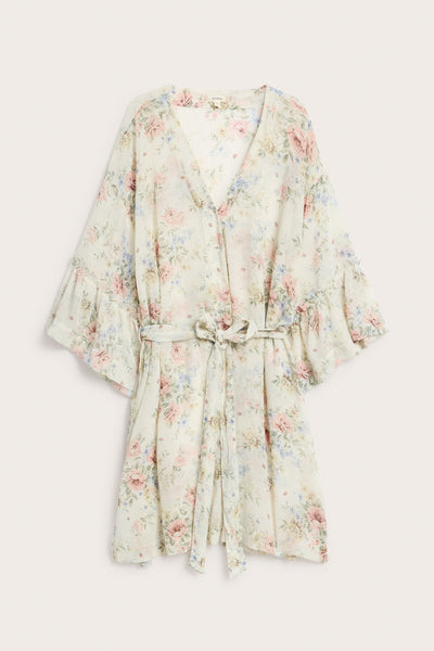 Women's white floral kimono