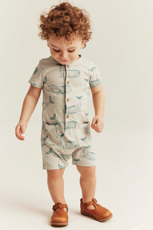 Baby whale‑print romper