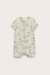 Baby whale‑print romper
