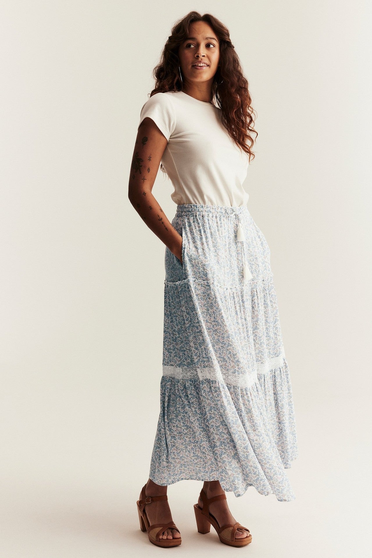 Women's long floral skirt