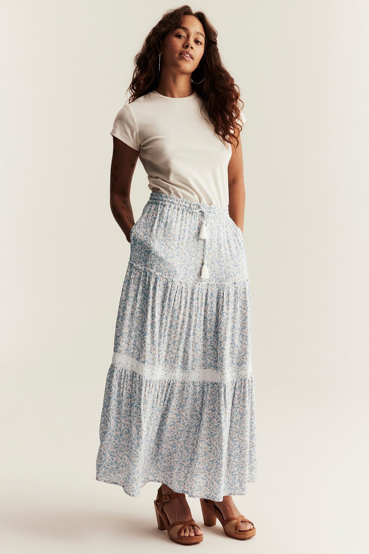 Women's long floral skirt