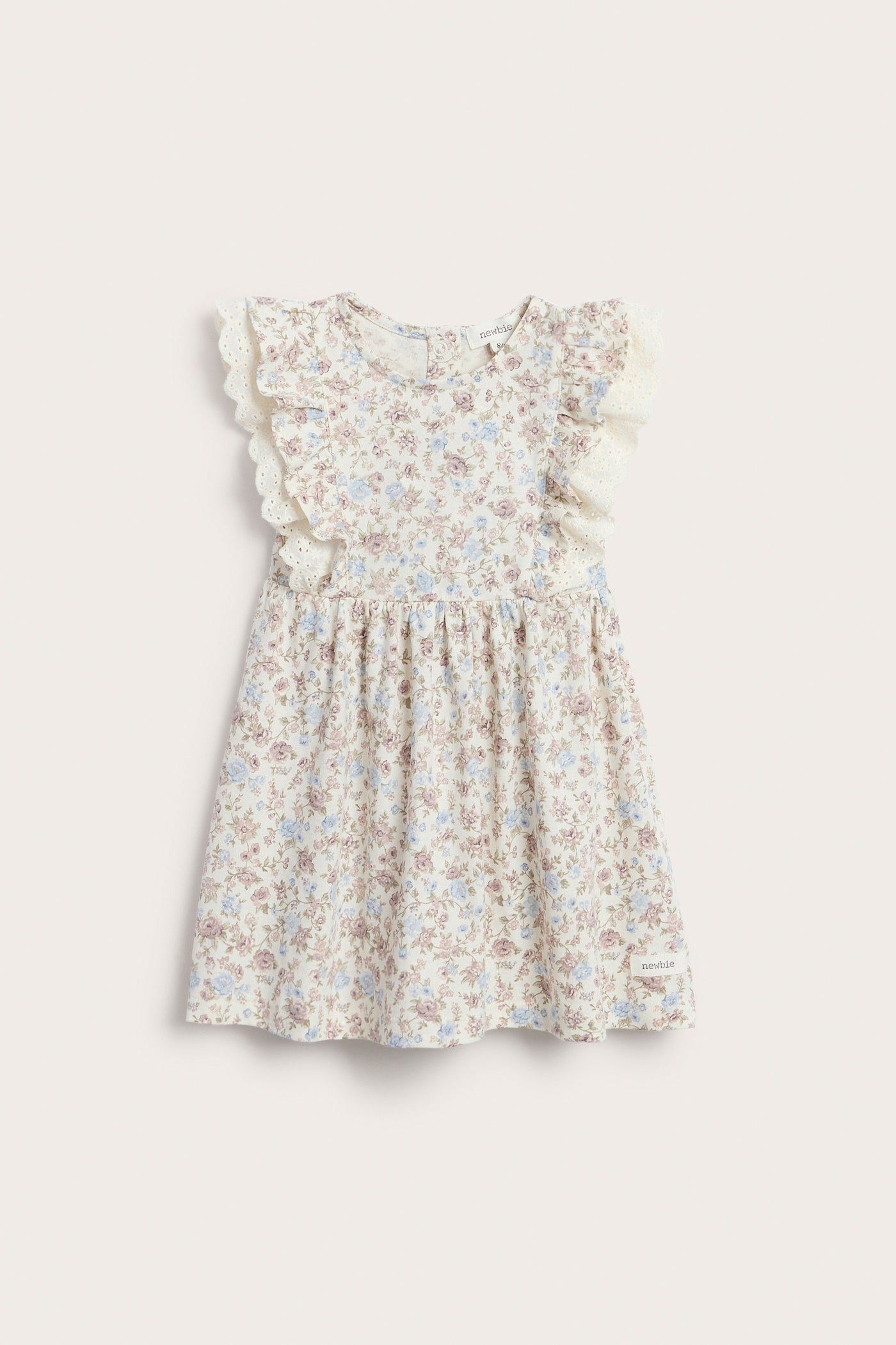 Baby white floral sleeveless dress with lace
