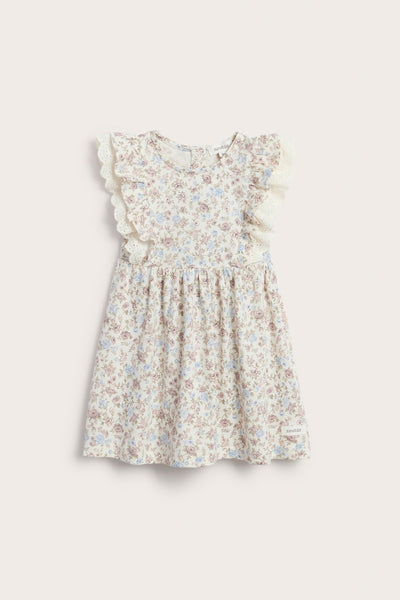 Baby white floral sleeveless dress with lace