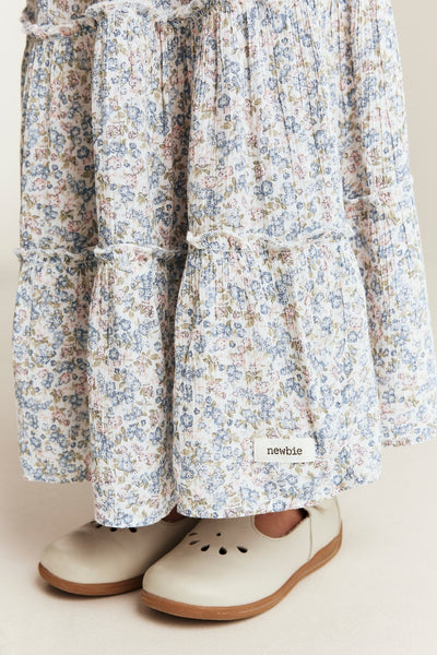 Kids white floral long skirt