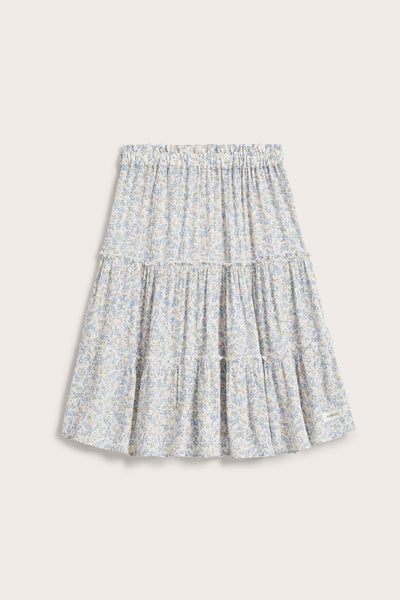 Kids white floral long skirt
