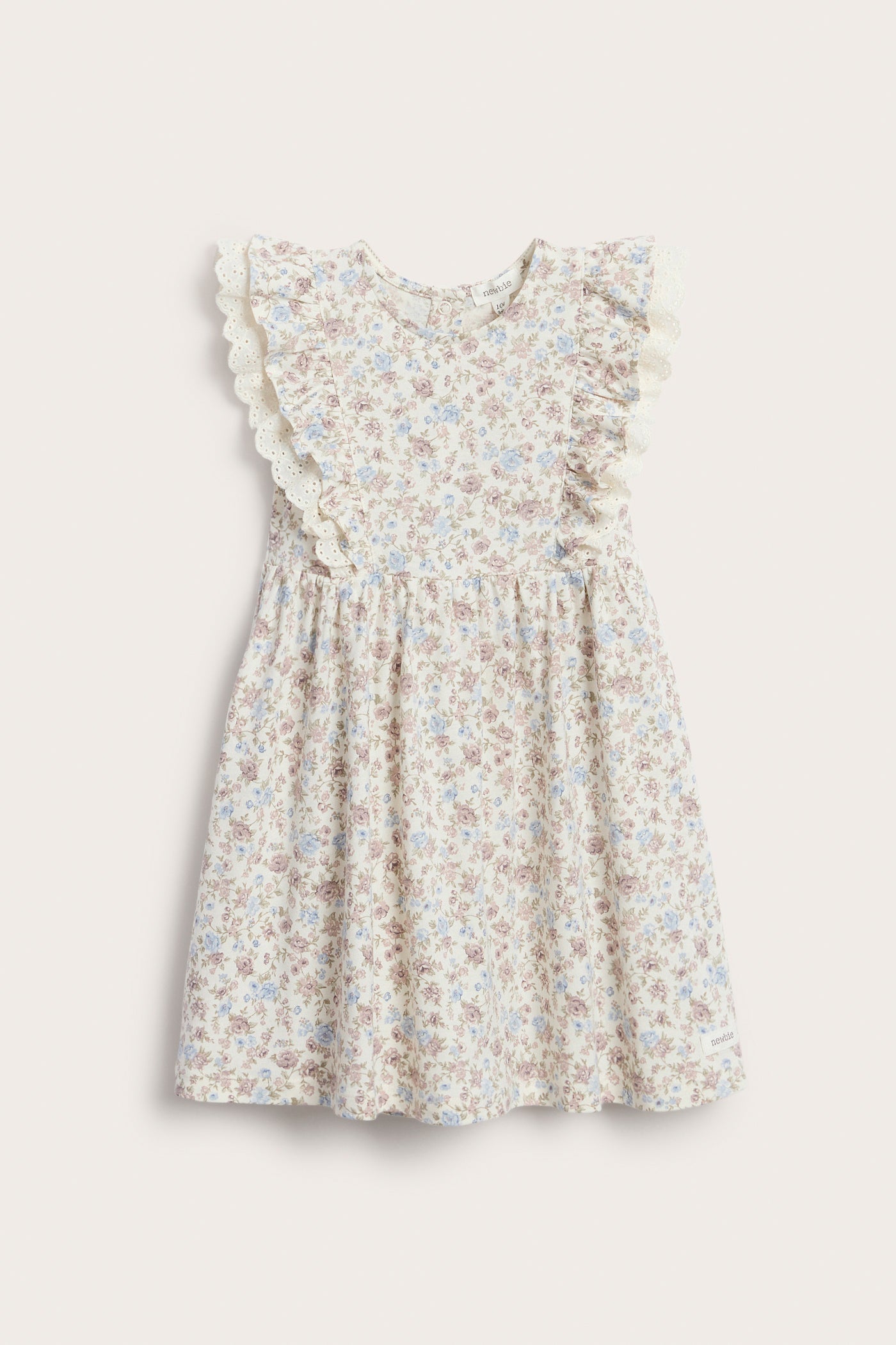 Kids' white floral sleeveless dress with lace