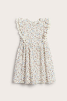Kids' white floral sleeveless dress with lace