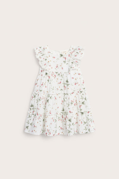 Kids woven wild strawberry dress
