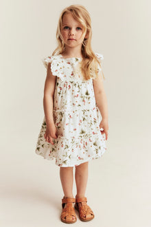 Kids woven wild strawberry dress