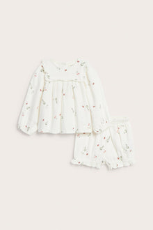 Baby white two-piece muslin set