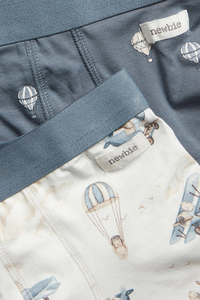 Baby & kids’ blue aeroplane boxer shorts, 2-pack