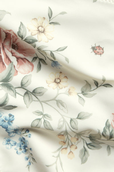 Women's white floral high-waist bikini briefs