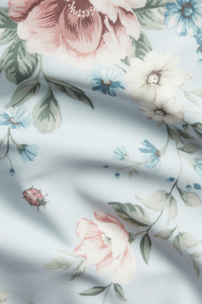 Women's blue floral high-waist bikini briefs