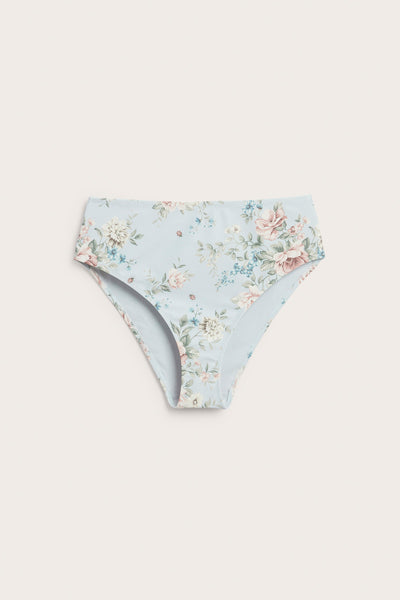 Women's blue floral high-waist bikini briefs