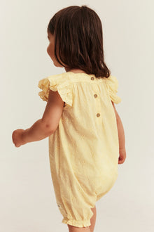 Baby embroidered woven romper