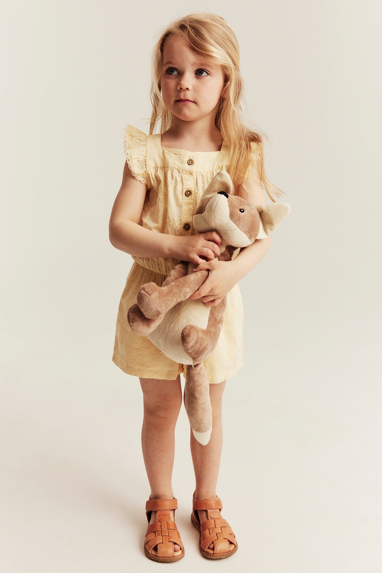 Kids yellow embroidered jumpsuit