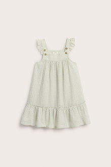 Kids green gingham woven dress