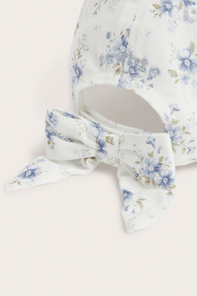 Baby white floral cap with bow