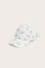 Baby white floral cap with bow