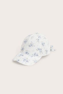 Baby white floral cap with bow