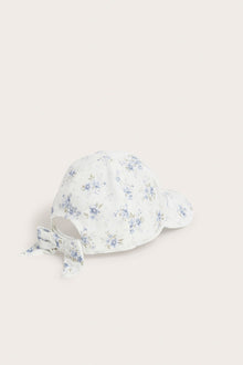 Baby white floral cap with bow