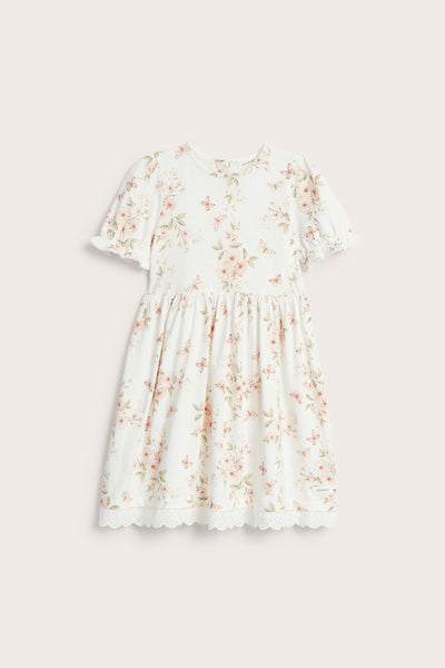 Kids floral dress with puff sleeves