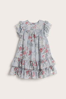 Kids floral chiffon dress with frills