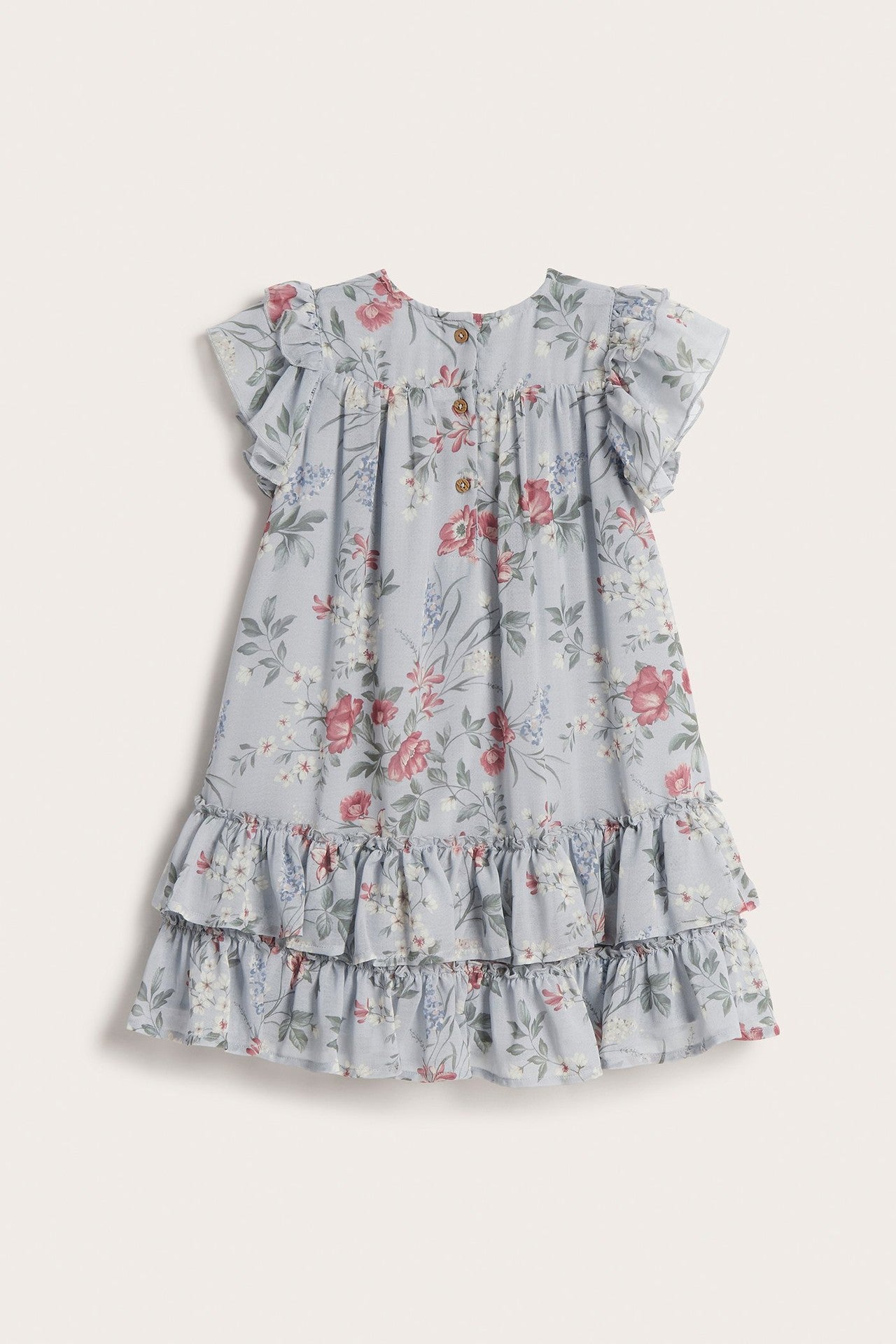 Kids floral chiffon dress with frills
