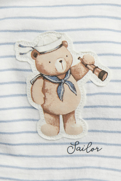 Kids striped t-shirt with teddy appliqué