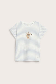 Kids striped t-shirt with teddy appliqué