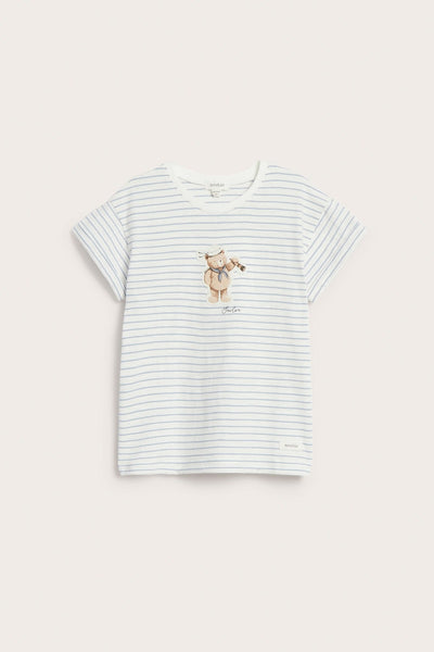 Kids striped t-shirt with teddy appliqué