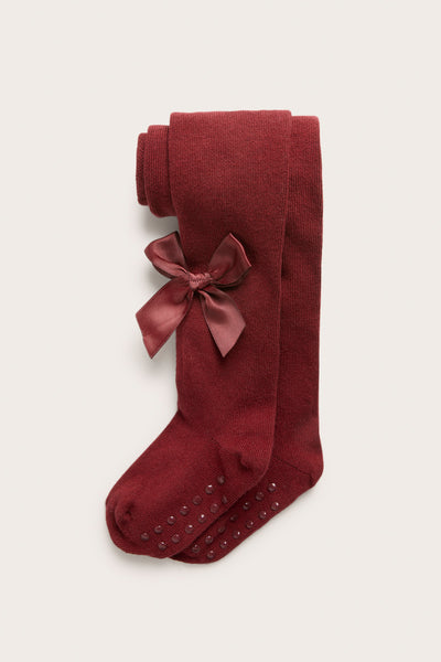 Baby red tights with satin bow