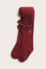 Kids´ red tights with satin bow