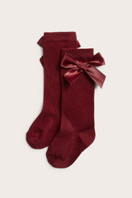 Baby red knee-high bow socks