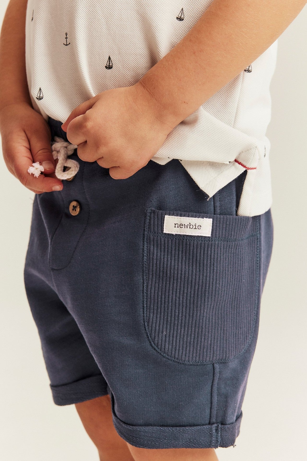 Kids blue slub jersey shorts