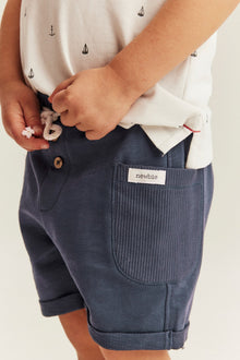 Kids blue slub jersey shorts