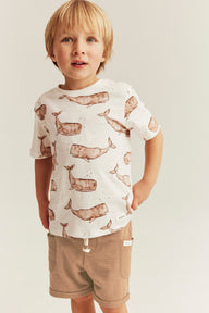 Kids brown slub tricot shorts